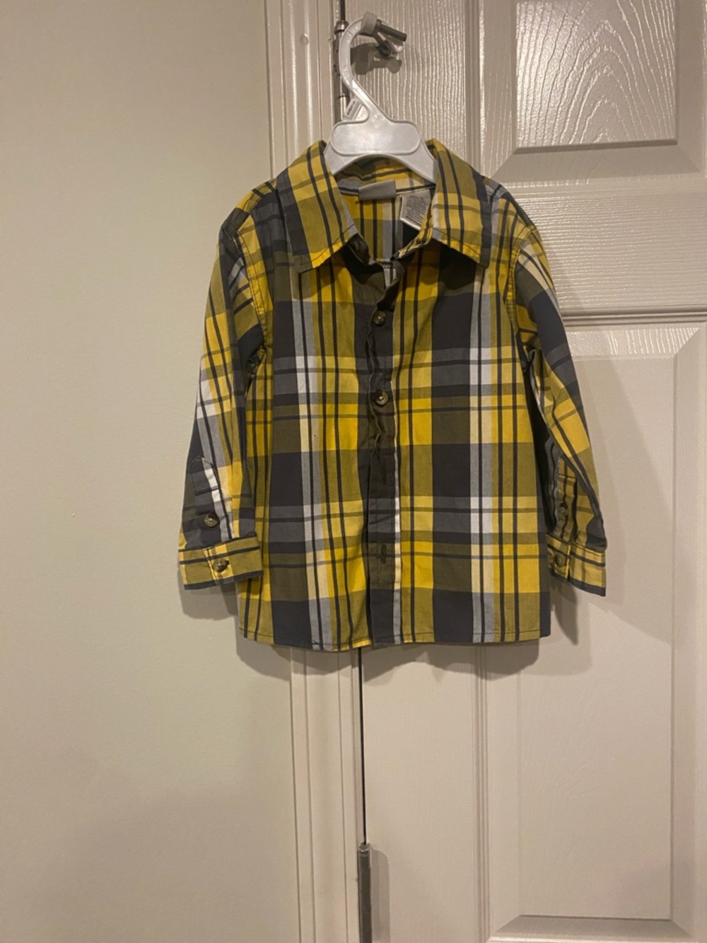 rebels Yellow and Gray Plaid Button-Up Shirt